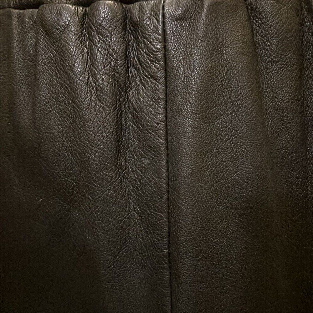 Vintage 1980's Saks Fifth Avenue Black A-Line Midi Leather Skirt Size M - Picture 9 of 14